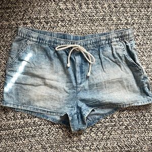 Aerie Acid Wash Drawstring Jean Shorts